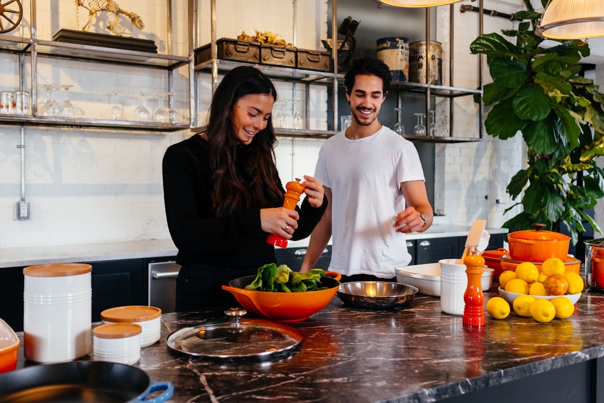 Fresh vegetables and healthy ingredients in a modern kitchen